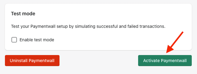Shopify Clear Gate installation - activate