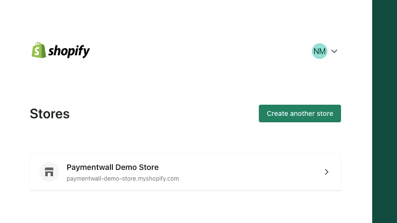 Shopify Clear Gate installation - select store
